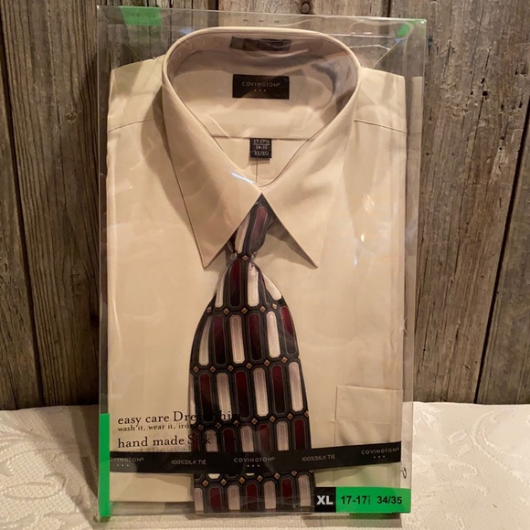 Covington Shirts Covington Taupe Dress Shirt And Tie Boxed Gift Set
